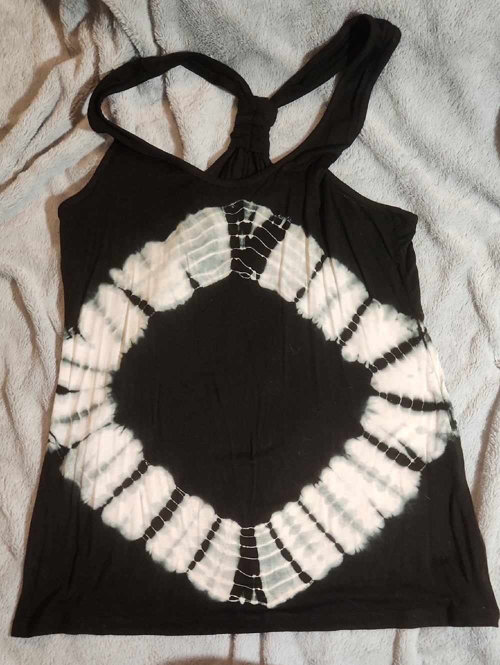 Haani Black & White Tie-Dye Racerback Tank